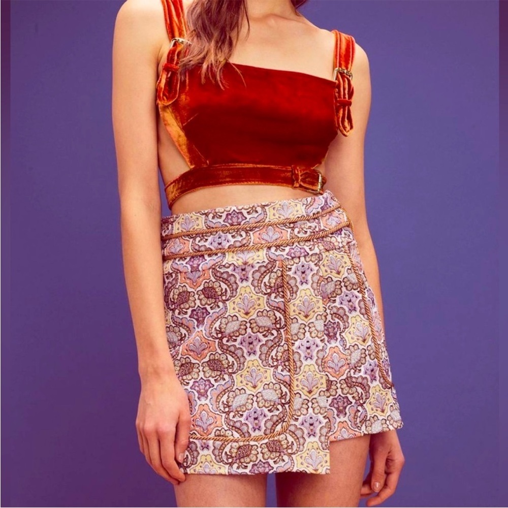 NWOT For Love & Lemons Brocade Tapestry Mini Skirt Size S